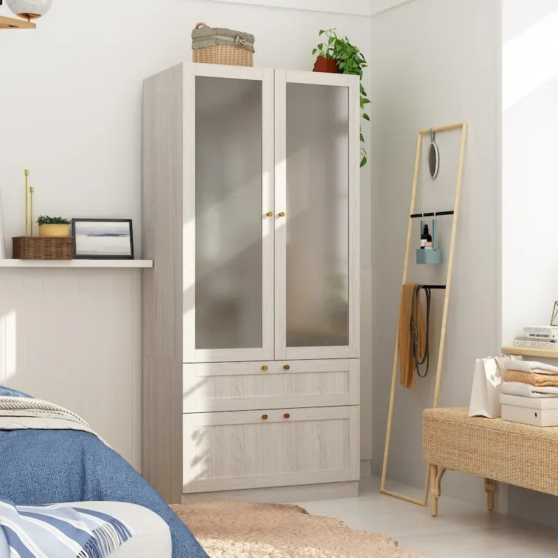 Armoire de rangement modulaire moderne à portes vitrées : Solution d'armoire