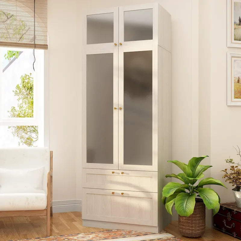 Armoire de rangement modulaire moderne à portes vitrées : Solution d'armoire