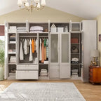 Armoire moderne à portes vitrées : solution de rangement.