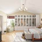 Armoire moderne à portes vitrées : solution de rangement.