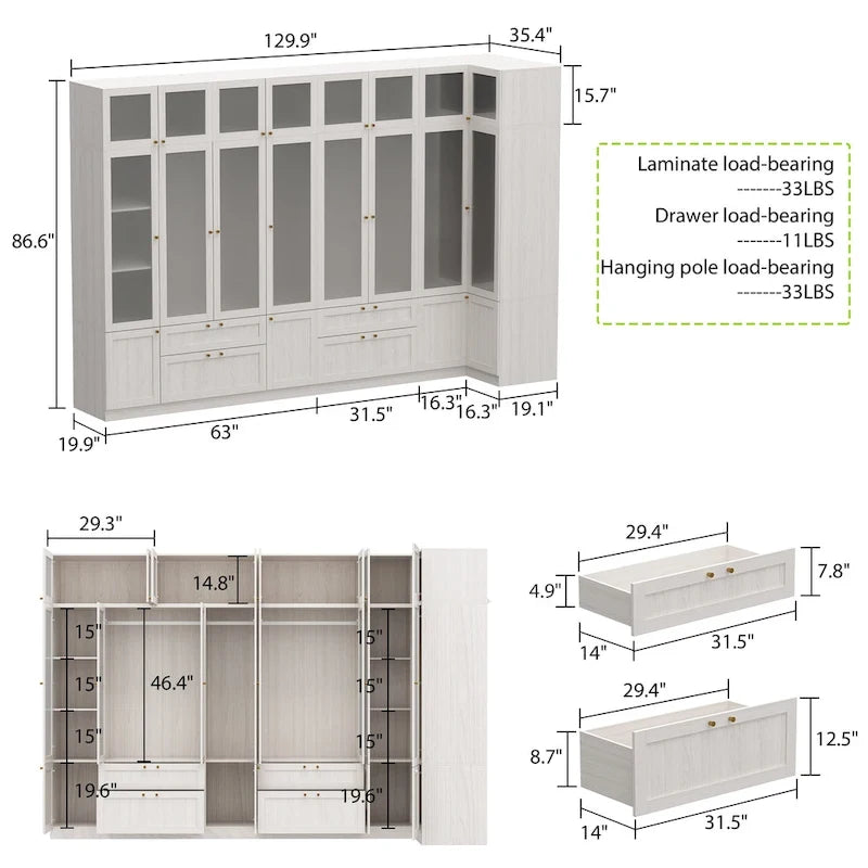 Armoire de rangement modulaire moderne à portes vitrées : Solution d'armoire