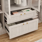 Armoire moderne à portes vitrées : solution de rangement.