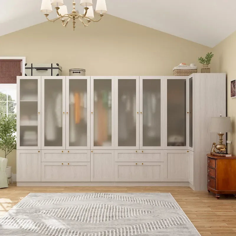 Armoire de rangement modulaire moderne à portes vitrées : Solution d'armoire