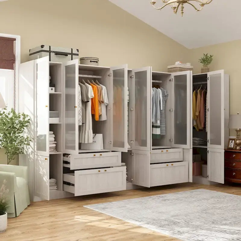Armoire de rangement modulaire moderne à portes vitrées : Solution d'armoire