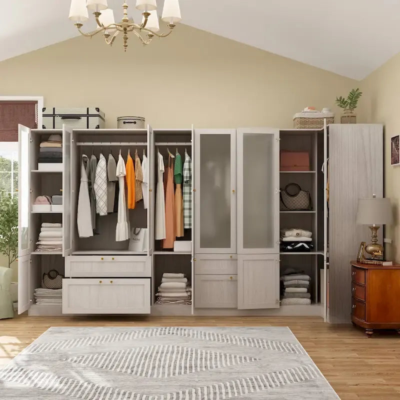 Armoire de rangement modulaire moderne à portes vitrées : Solution d'armoire