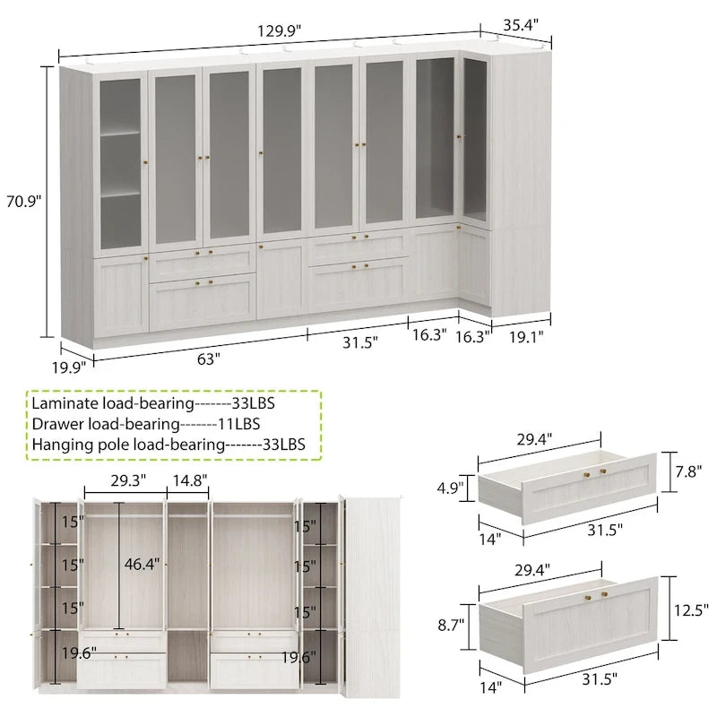 Armoire de rangement modulaire moderne à portes vitrées : Solution d'armoire