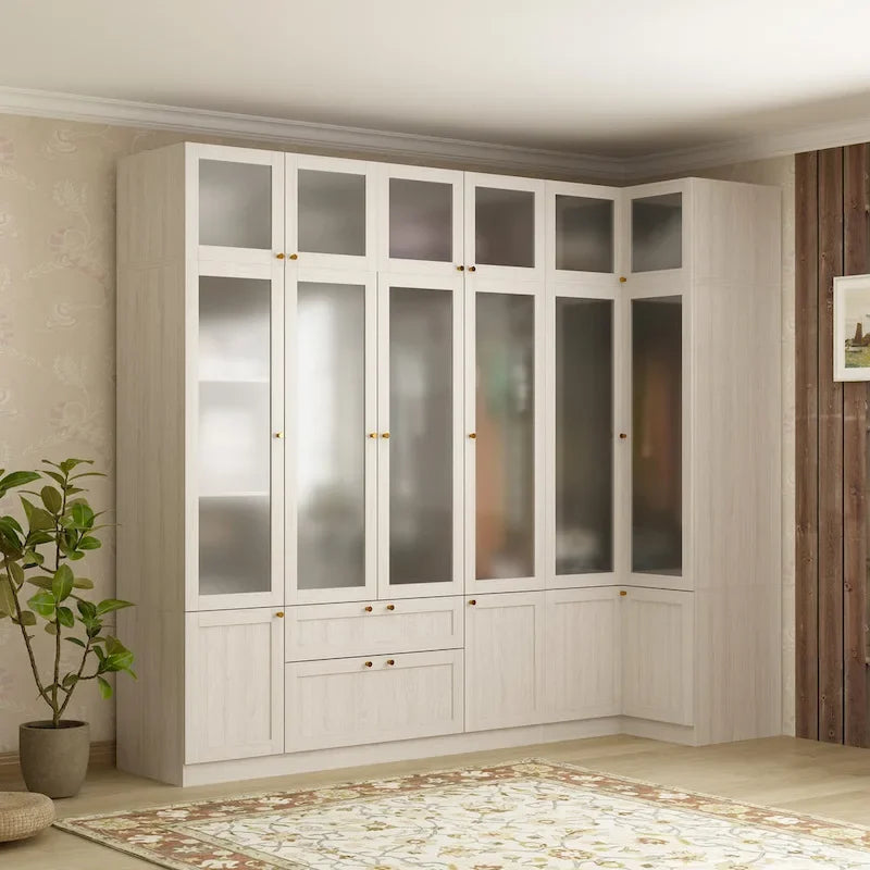 Armoire de rangement modulaire moderne à portes vitrées : Solution d'armoire