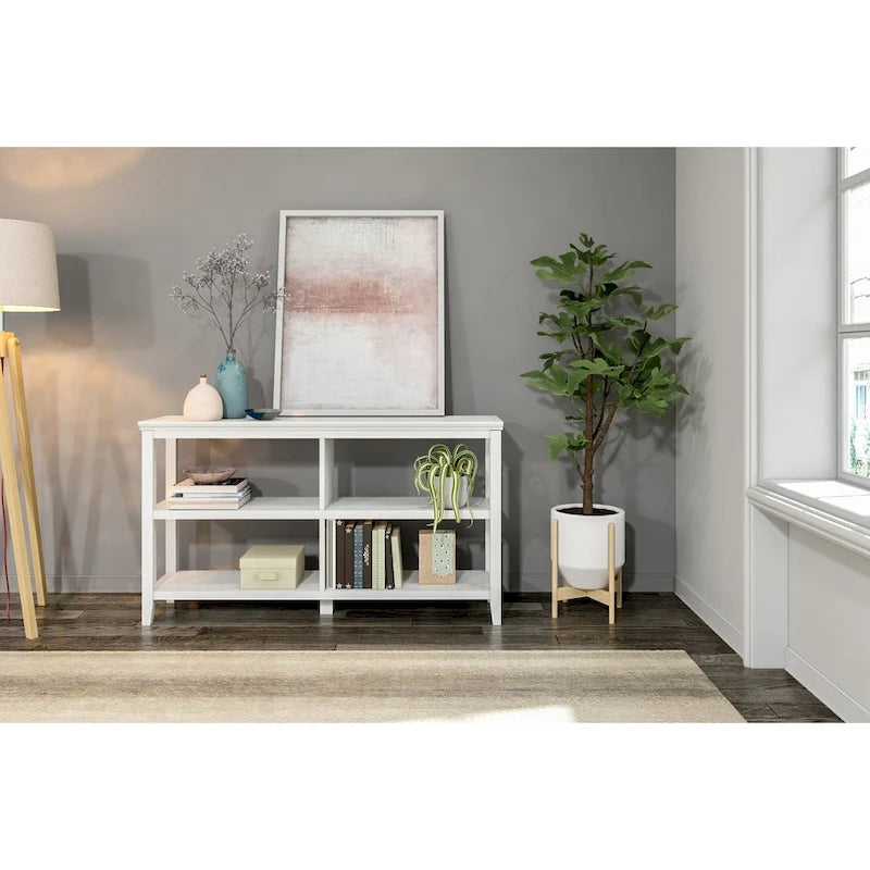  Wide Low 54W Bookcase with 2 Shelves, White