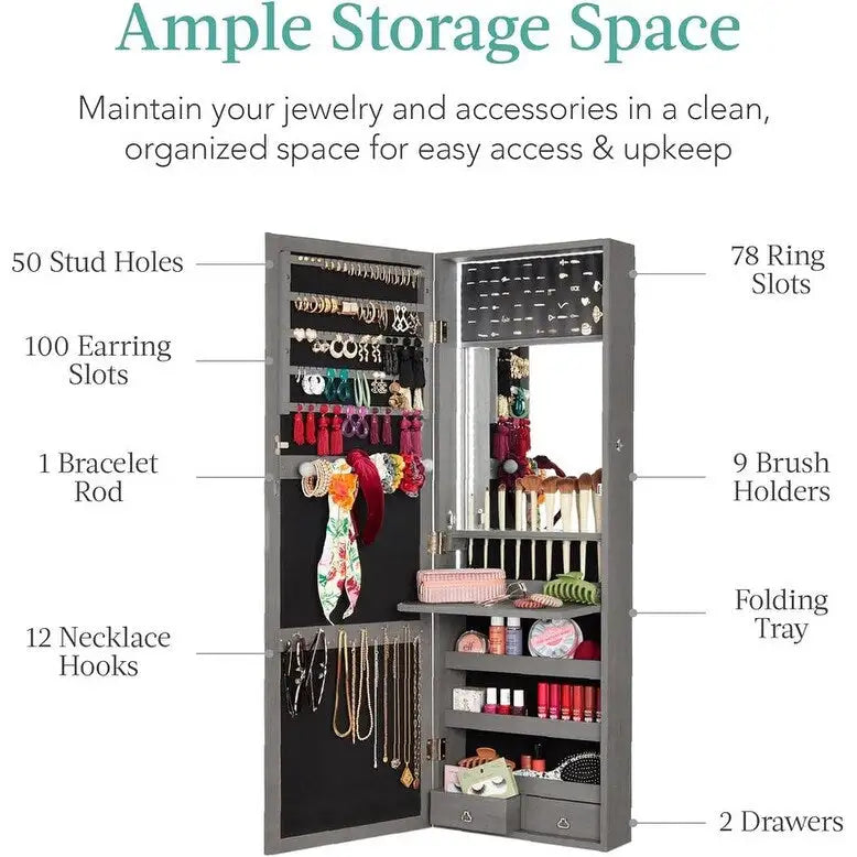 Armoire à bijoux miroir LED - 4,5P x 14,5L x 42,5H
