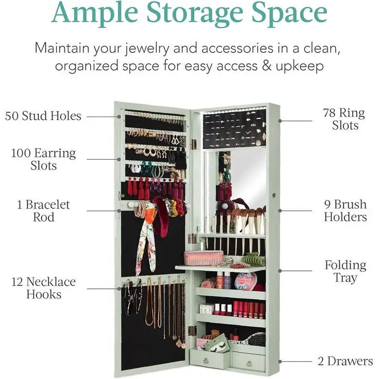 Armoire à bijoux miroir LED - 4,5P x 14,5L x 42,5H