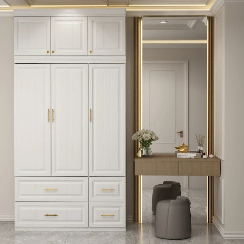 Grande Armoire Garde-Robe Rangement Placard Blanc