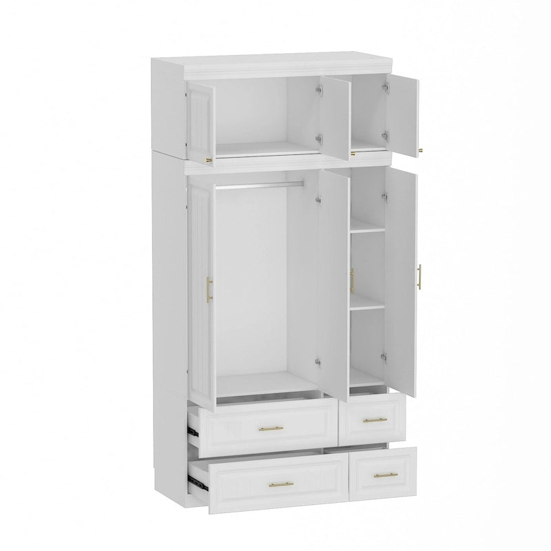 Grande Armoire Garde-Robe Rangement Placard Blanc