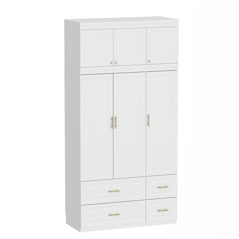 Grande Armoire Garde-Robe Rangement Placard Blanc