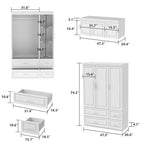 Grande Armoire Garde-Robe Rangement Placard Blanc