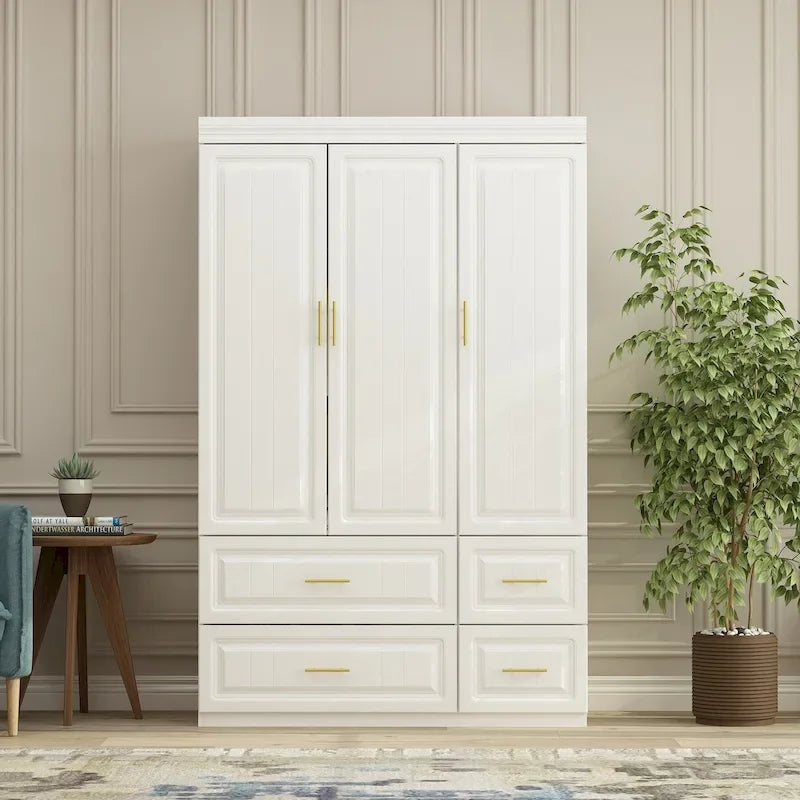 Grande Armoire Garde-Robe Rangement Placard Blanc