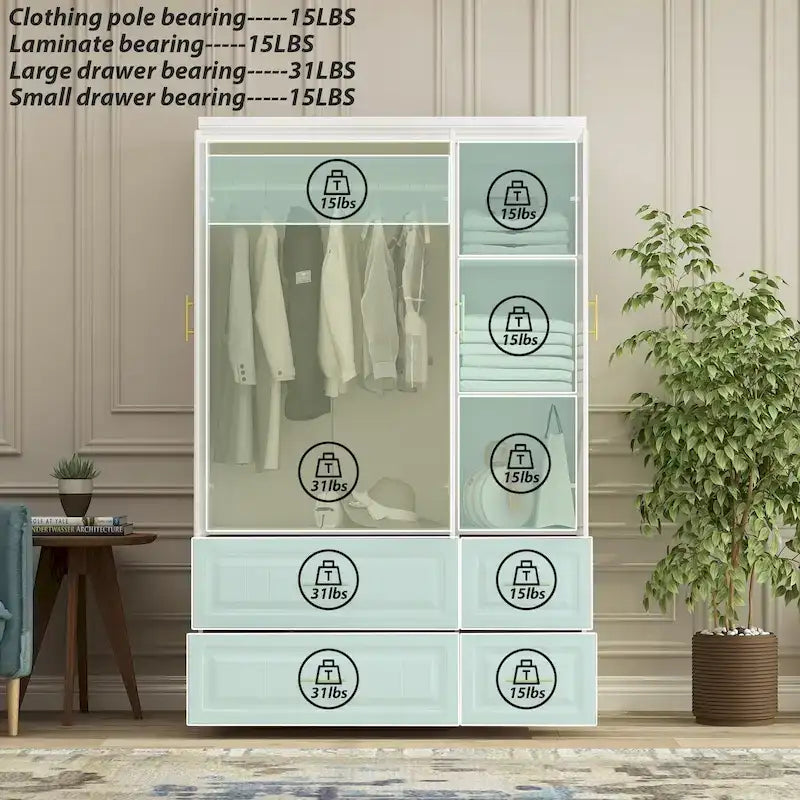 Grande Armoire Garde-Robe Rangement Placard Blanc