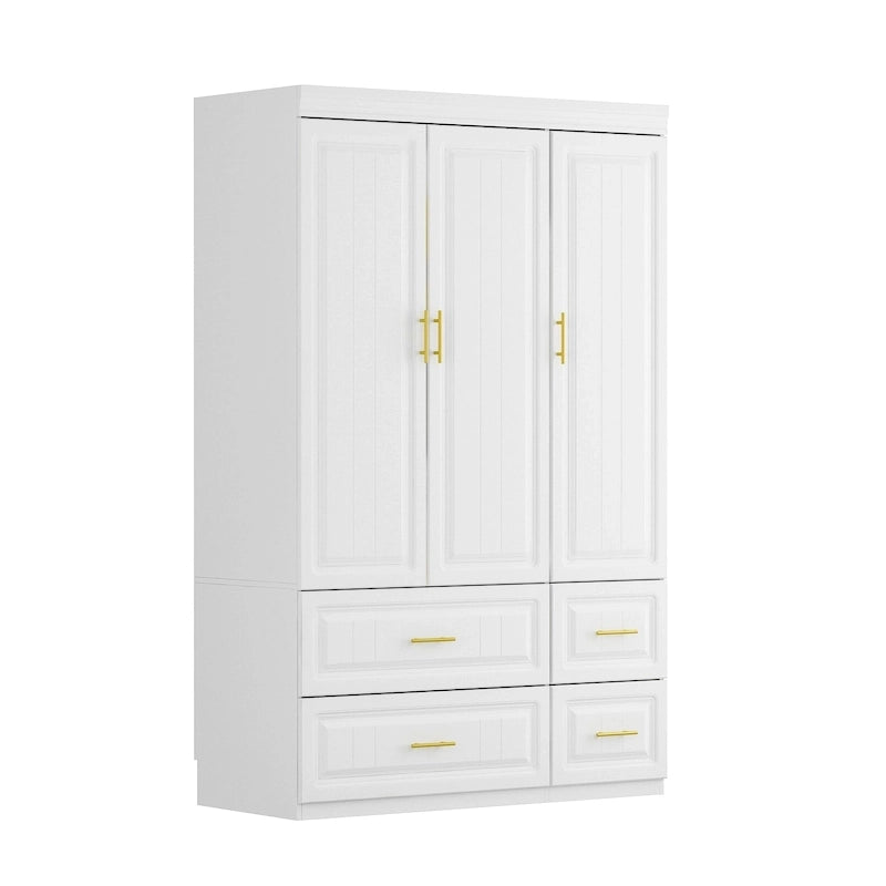 Grande Armoire Garde-Robe Rangement Placard Blanc