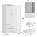 Grande Armoire Garde-Robe Rangement Placard Blanc