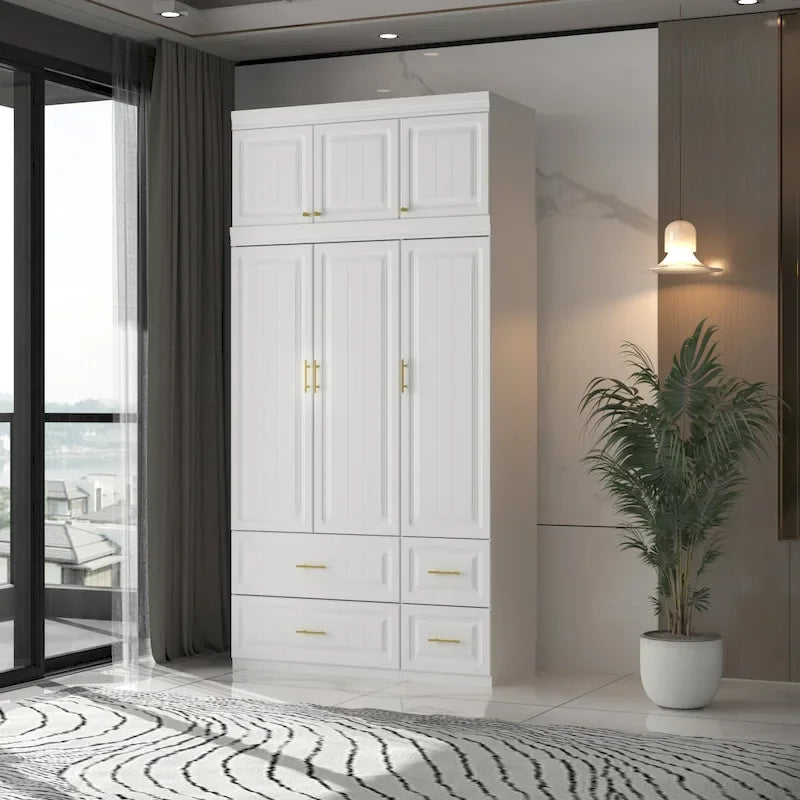 Grande Armoire Garde-Robe Rangement Placard Blanc