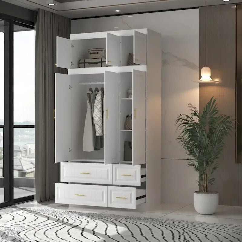Grande Armoire Garde-Robe Rangement Placard Blanc