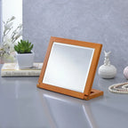 Miroir biseauté inclinable de forme rectangulaire à cadre en noyer – Marron