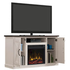 Meuble TV de style ferme moderne pour téléviseurs jusqu'à 55 pouces avec cheminée électrique