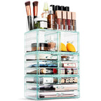 Boîte de rangement de maquillage et de bijoux avec 12 tiroirs et 16 compartiments - 4 pièces