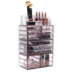 Boîte de rangement de maquillage et de bijoux avec 12 tiroirs et 16 compartiments - 4 pièces