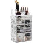 Boîte de rangement de maquillage et de bijoux avec 12 tiroirs et 16 compartiments - 4 pièces