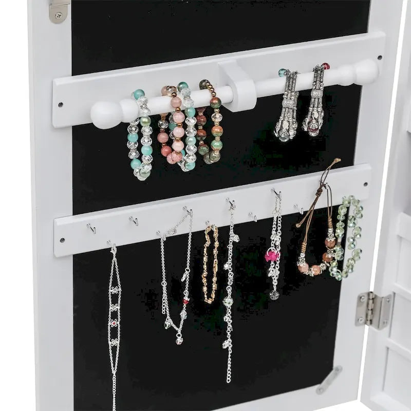 Armoire à bijoux murale en bois blanc à 6 tiroirs – N/A