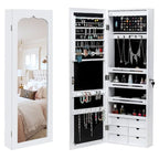 Armoire à bijoux murale en bois blanc à 6 tiroirs – N/A