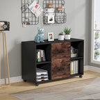 Meuble de rangement de bureau en bois avec 2 tiroirs et 4 étagères ouvertes