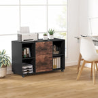 Meuble de rangement de bureau en bois avec 2 tiroirs et 4 étagères ouvertes