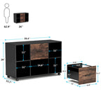 Meuble de rangement de bureau en bois avec 2 tiroirs et 4 étagères ouvertes