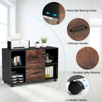 Meuble de rangement de bureau en bois avec 2 tiroirs et 4 étagères ouvertes