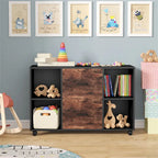 Meuble de rangement de bureau en bois avec 2 tiroirs et 4 étagères ouvertes