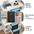 Meuble de rangement de bureau en bois avec 2 tiroirs et 4 étagères ouvertes