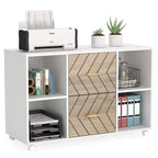Meuble de rangement de bureau en bois avec 2 tiroirs et 4 étagères ouvertes