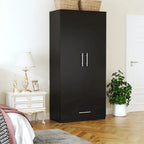 Armoire 2 portes avec tiroir de rangement et tringle à vêtements