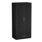 Armoire 2 portes avec tiroir de rangement et tringle à vêtements