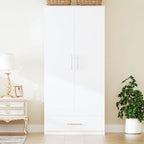 Armoire 2 portes avec tiroir de rangement et tringle à vêtements