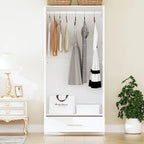 Armoire 2 portes avec tiroir de rangement et tringle à vêtements