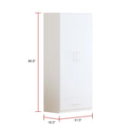 Armoire 2 portes avec tiroir de rangement et tringle à vêtements