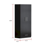 Armoire 2 portes avec tiroir de rangement et tringle à vêtements