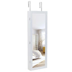 Étagère 4 niveaux, 2 tiroirs, 8 lumières LED bleues, armoire à bijoux avec miroir