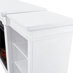 Meuble TV électrique de 81 po avec foyer, blanc