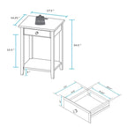 Table de chevet en bois massif 1 tiroir avec ports USB