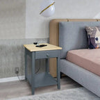 Table de chevet en bois massif 1 tiroir avec ports USB
