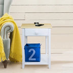 Table de chevet en bois massif 1 tiroir avec ports USB