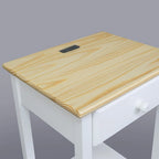 Table de chevet en bois massif 1 tiroir avec ports USB